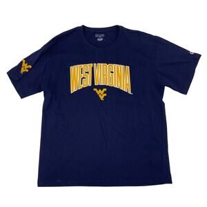 West Virginia Mountaineers Shirt Mens XL Navy Blue Cotton Embroidered Champion